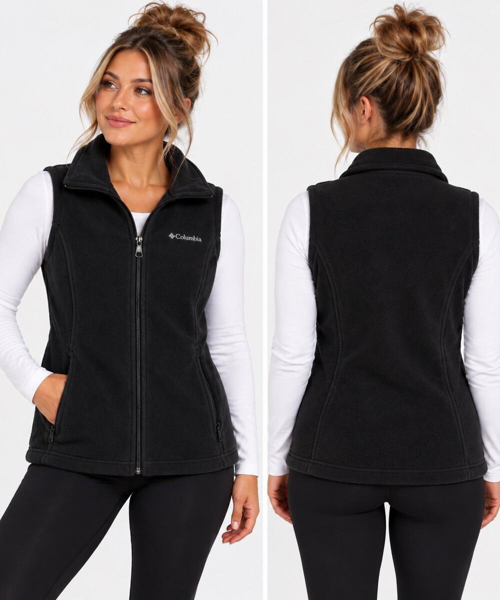 Columbia Women’s Small Black Full Zip Fleece Vest Outdoor Layering
